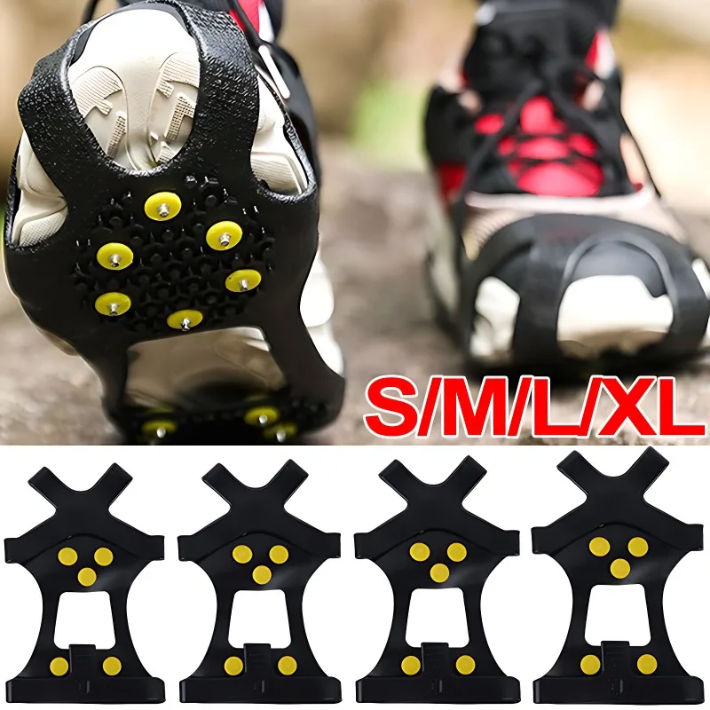 S-XL10 Studs Anti-Skid Ice Snow Gripper Spike Winter Climbing Shoes Anti-Slip Ice Grips for Shoes Boots Snow Cleats Crampones