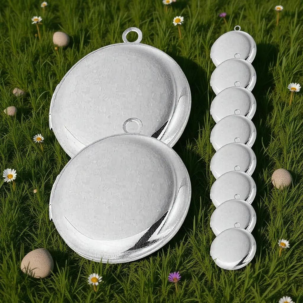 10 Colgantes Redondos para Collar con Medallón, de Acero Inoxidable, Portafotos, Charm Versátil, Regalo de Joyería DIY para San Valentín y Cumpleaños