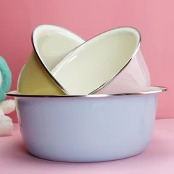New Thickened Enamel Enamel Basin Laundry Washing Vegetables and Noodle Soup Basin Fruit Plate Kitchen Basin Solid Color