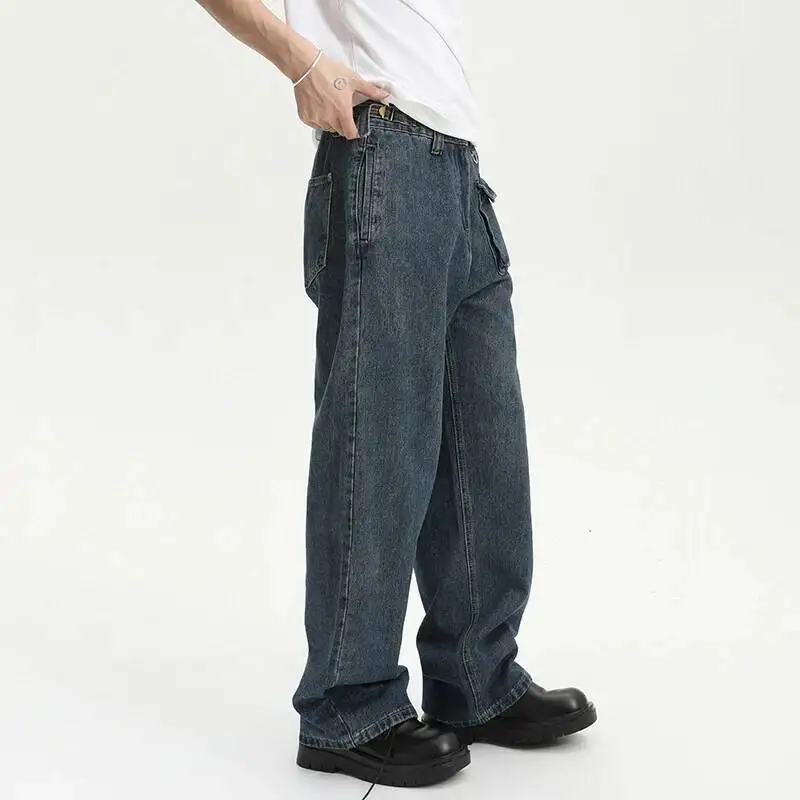 LUZHEN Denim Original Vintage Pants Style Washed 2025 Straight New Fashion Personalized Pockets Decorate Men Casual Jeans JY7169