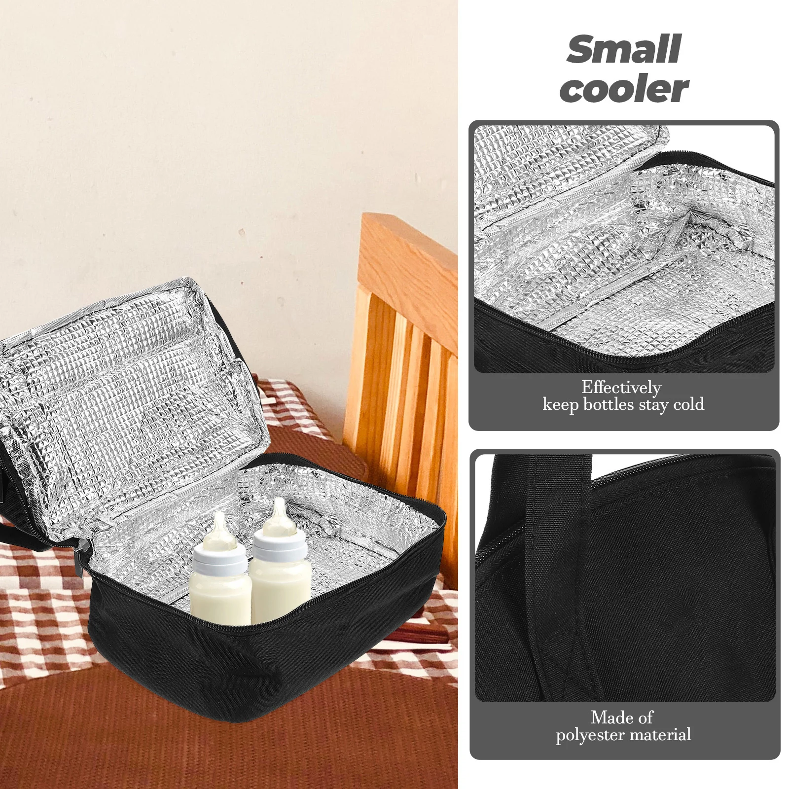 حقيبة تبريد مضخة الثدي مصنوعة من مادة البوليستر المعزولة بتصميم طبقة مزدوجة تحافظ على غداء على ثلاجة حليب الثدي #6