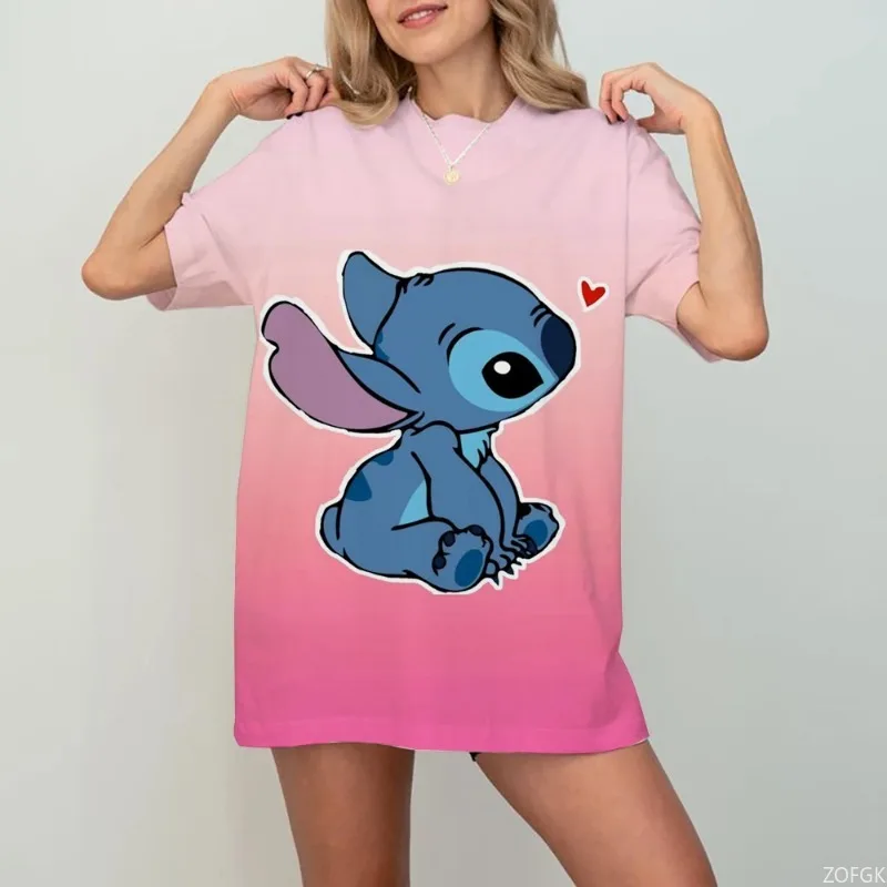 

Summer Color Blocking Cartoon Print Summer Casual Blue Eye Series Round Neck Men's and Women's Short Sleeves