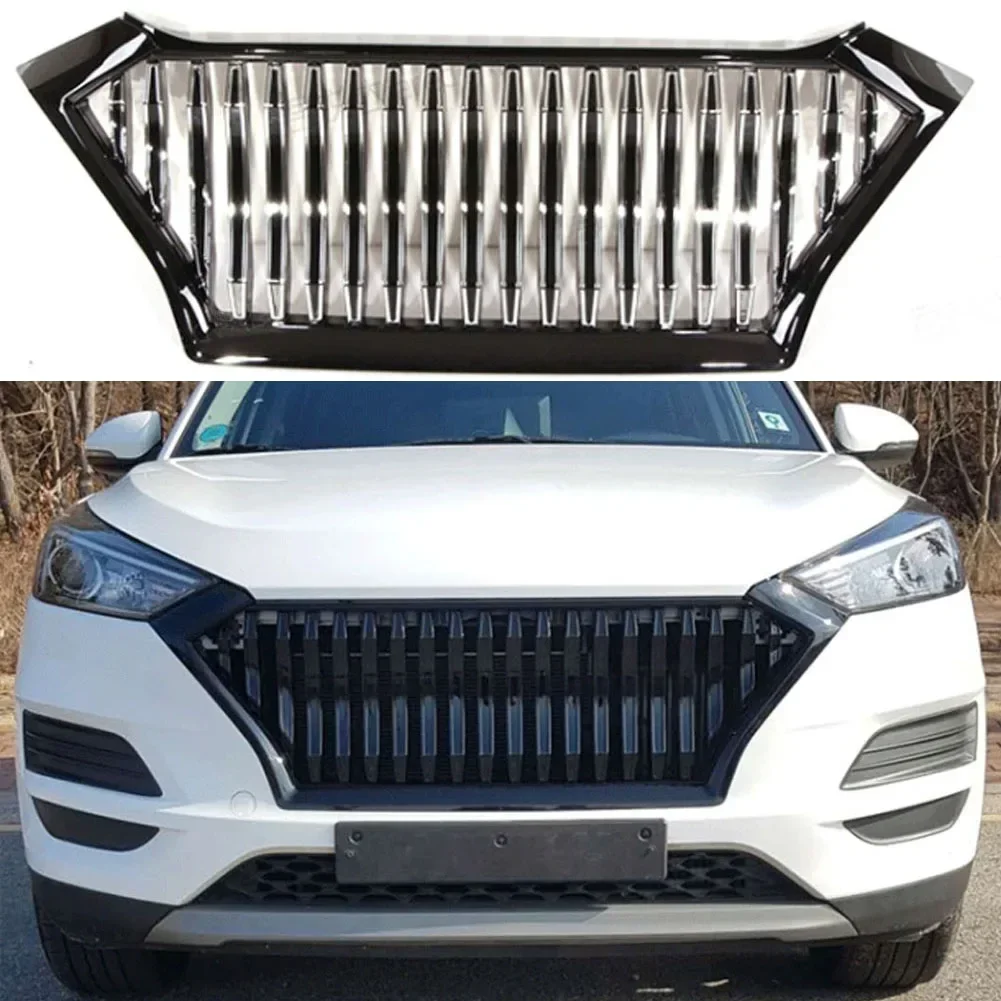 For Hyundai Tucson 2019 2020 2021 ABS Black/Electroplate Front Grill Radiator Grille Frame Trim Car Styling Grille Decorate YJC