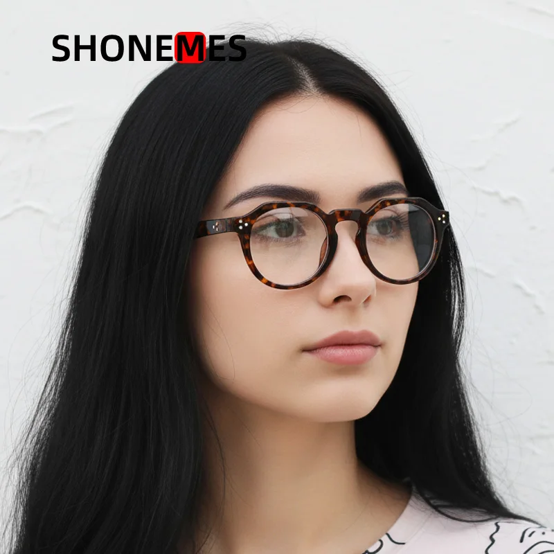 Shonemes Polygonal Glasses Stylish Women Men Eyeglasses Optical Anti Blue Light Computer Eyewear Tortoise Black for Male Female