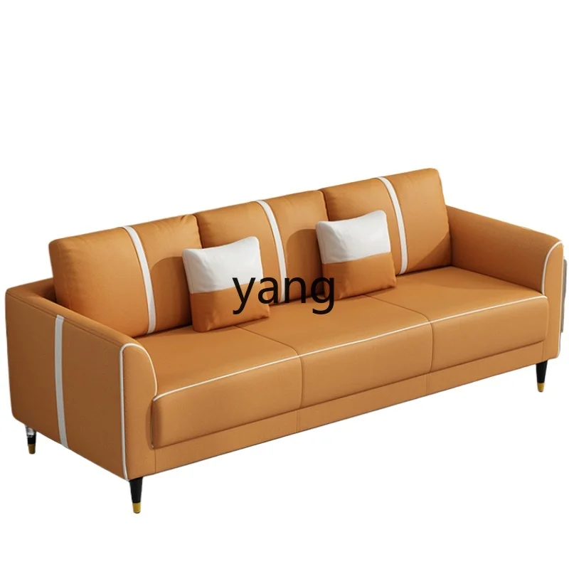 

Yjq Cat's Paw Leather Small Sofa Living Room Small Apartment Simple Double Three-Seat Bedroom Rental Sofa