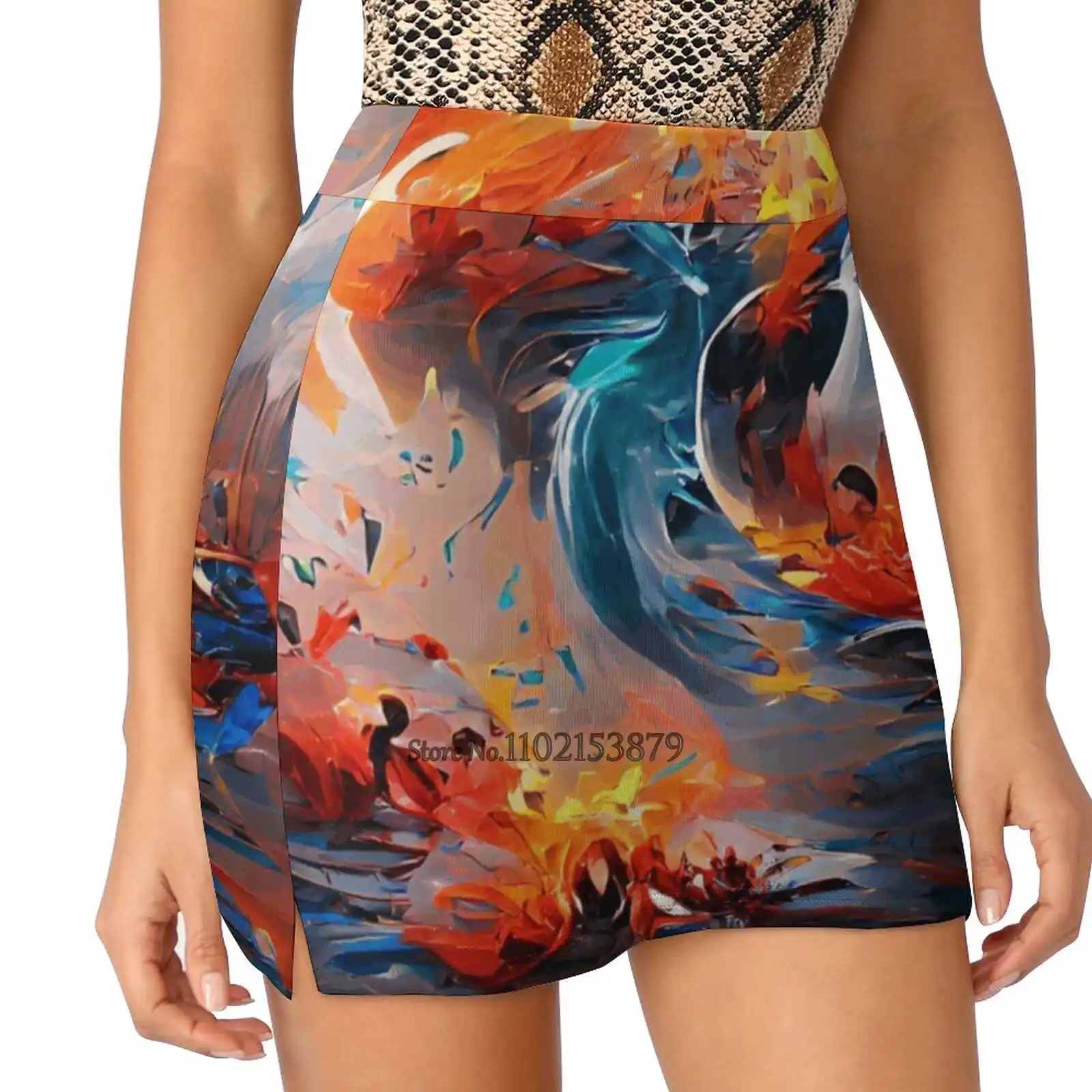 

Fight Of Fire And Water | Artificial Inteligence Generated Art Women Sports Skirt Tennis Golf Dance Fitness Running Yoga Skirts