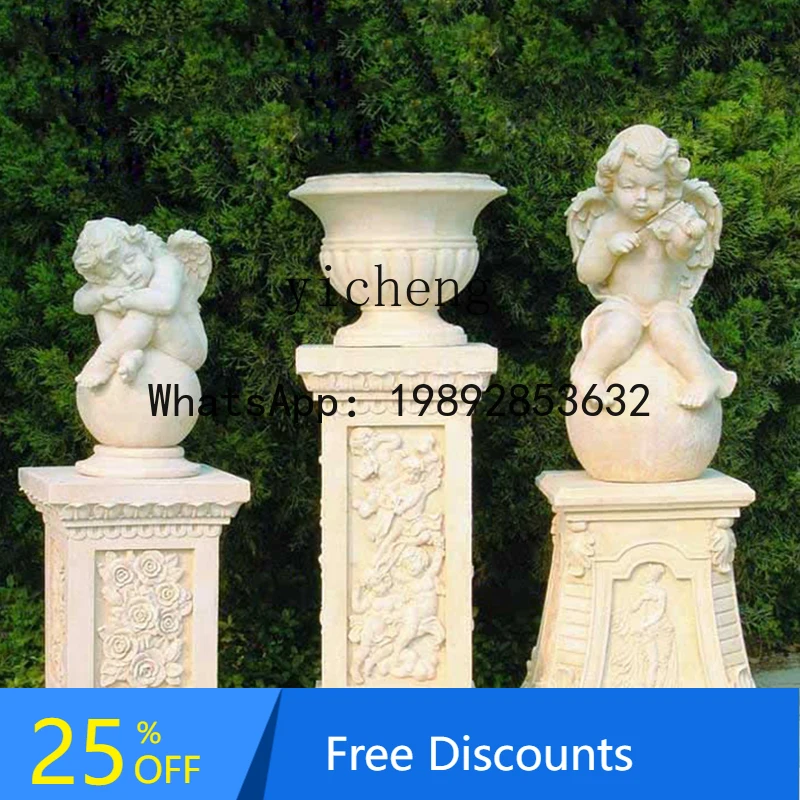 

FZ European base, courtyard flower stand, balcony ornament, oil painting texture decorative props, Roman column model