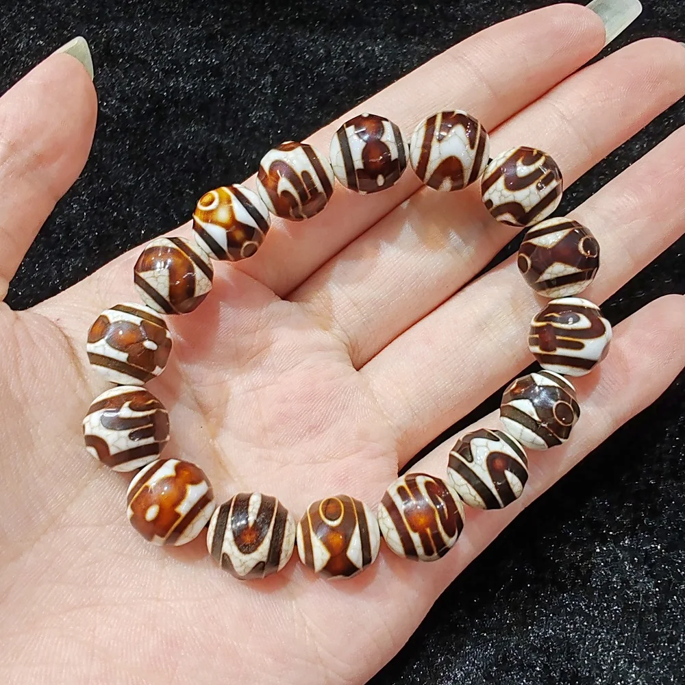 Tibet Totem Agate Dzi Fire Sacrifice Dragon Scale Open Sliced Tiger Teeth Treasure Bottle and Other Treasure Tianzhu DIY Bracele