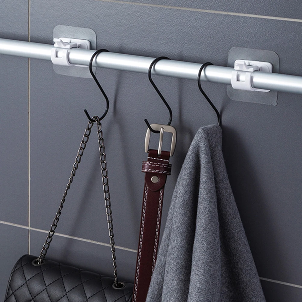 

4 Pcs Curtain Rod Holder Adhesive Clips for Drapes Hanging Hooks Hangers Clothing Poles Window Abs Wall Clamps