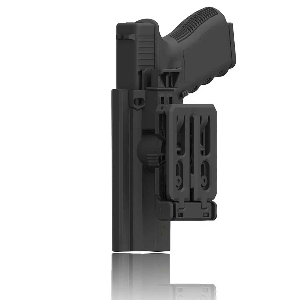 TEGE Thumb Release Glock 17 Holster Glock 22 31สอง-ใน-หนึ่งเข็มขัดคลิป Holster ยุทธวิธี360องศาปรับ Holster