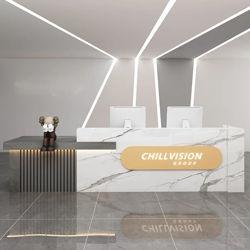 

Glamour Beauty Reception Desks Retro Design Unique Checkout Reception Desks Luxury Mostrador Negocio Commercial Furniture