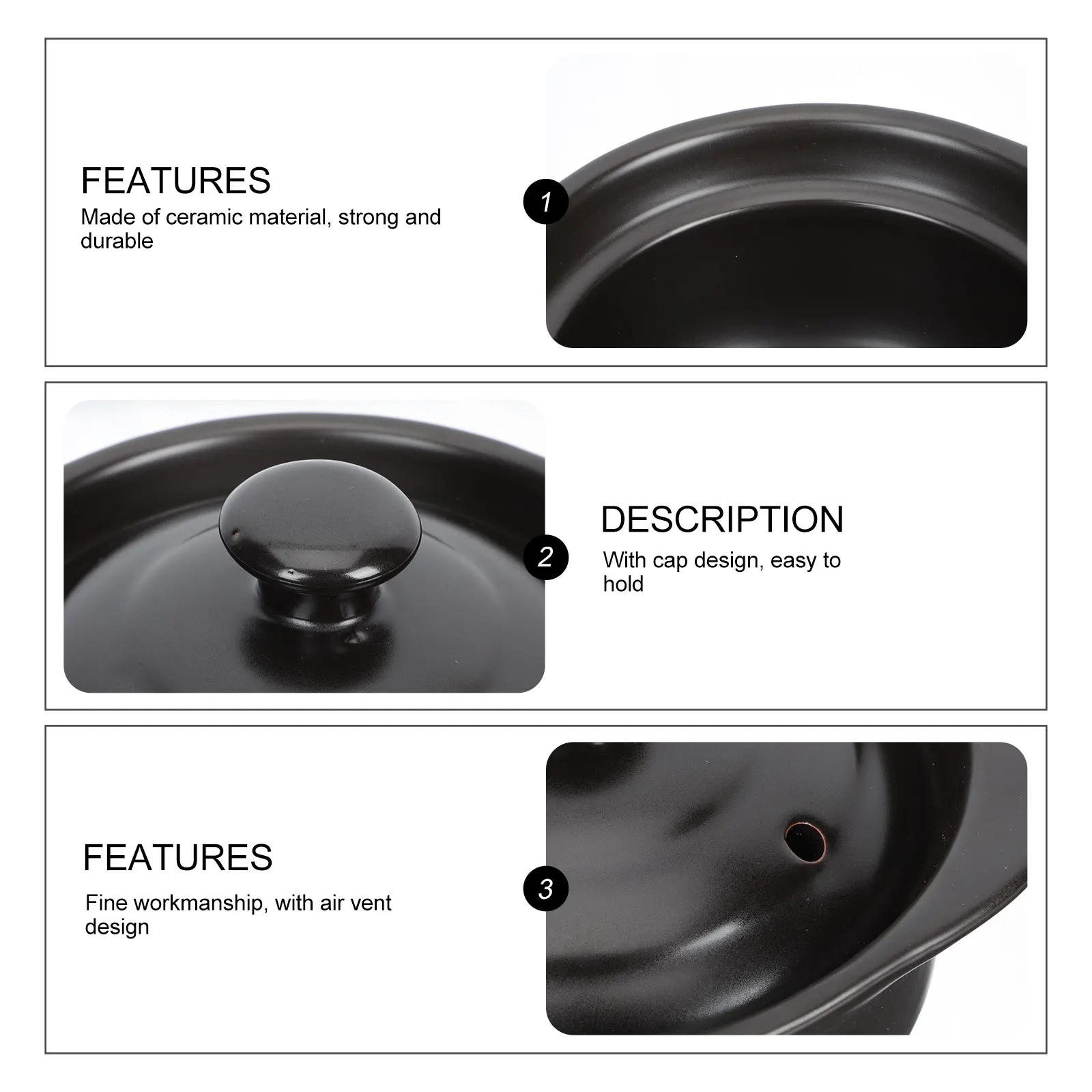 

1Pcs High-Temperature Resistant Ceramic Casserole Soup Pot Multi-Function Stew Pot with Comfortable Handle for Healthy Chicken