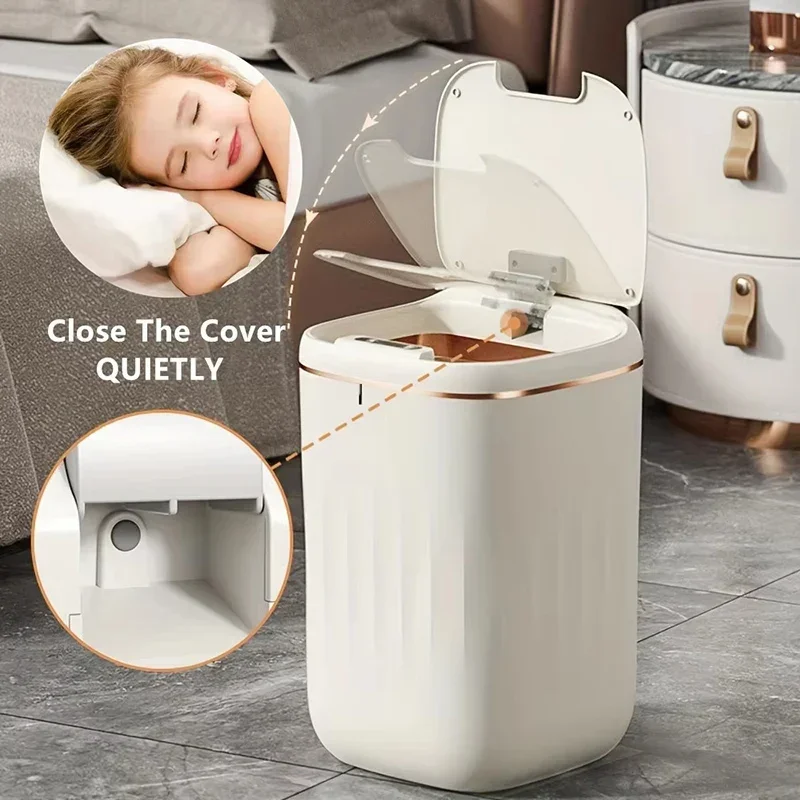 

Smart Waste Bin Sensor Smart Bin with Cover Kitchen Bedroom Waterproof Recycle Toilet Rubbish Container Rechargeable Basket