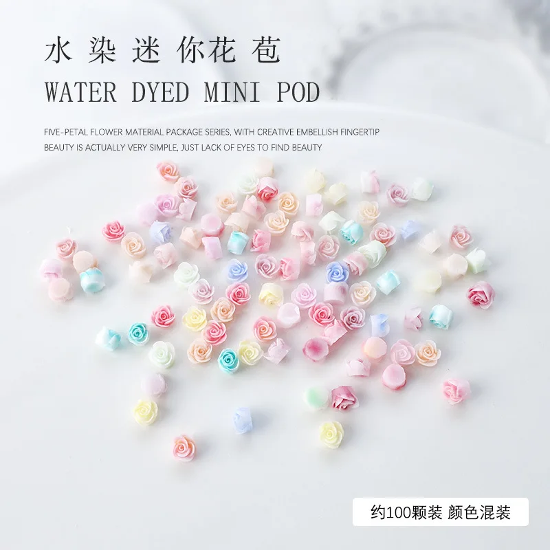 100 pièces Mini 3D acrylique fleur Nail Art breloques résine Rose bourgeon accessoires pour manucure décor ongles décoration fournitures matériel
