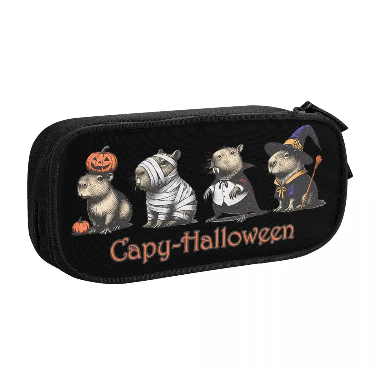 Custom Kawaii Funny Ghost Capybara Halloween Pencil Case for Girls Boys Big Capacity Pencil Pouch School Supplies