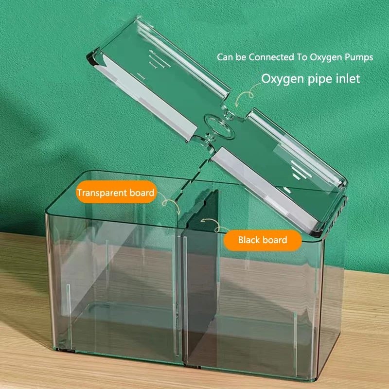 Transparent Acrylic Two Splits Guppy Fish Tank Aquarium Betta Fish Bowl Transparent Aquarium Hatchery Breeding Isolation Box