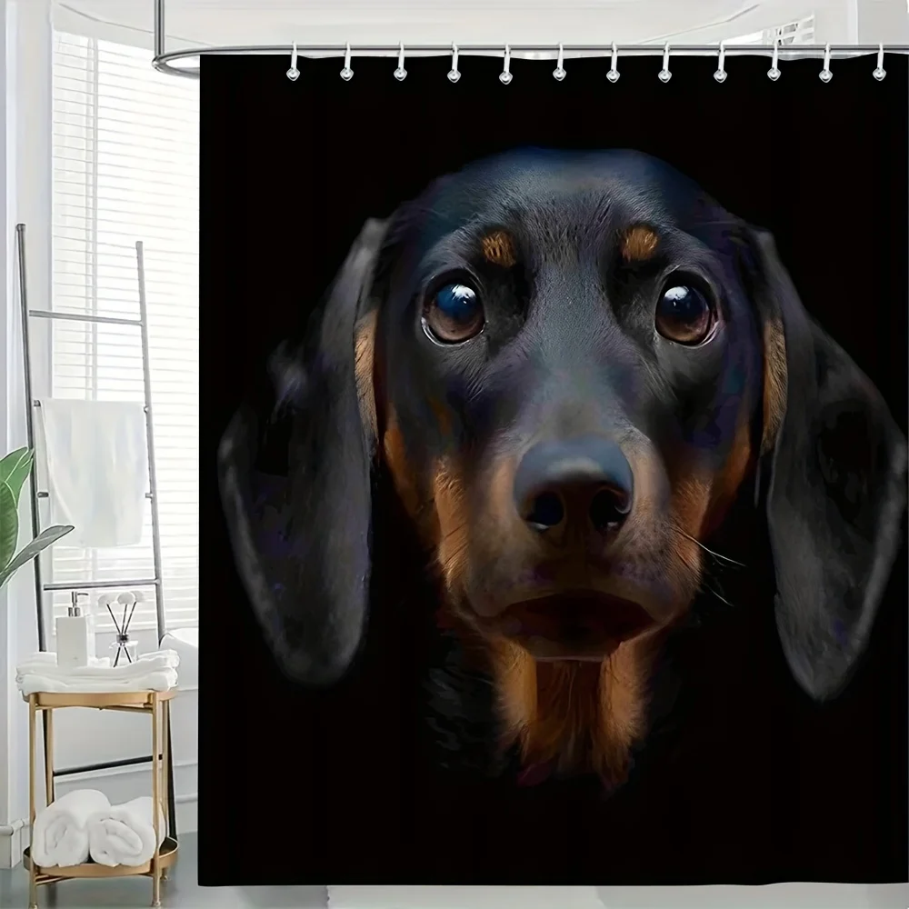 

Novelty Dog Portrait Shower Curtain Waterproof Bathroom Decor Puppy Animal Art Pet Lover Bath Curtain 180x180cm