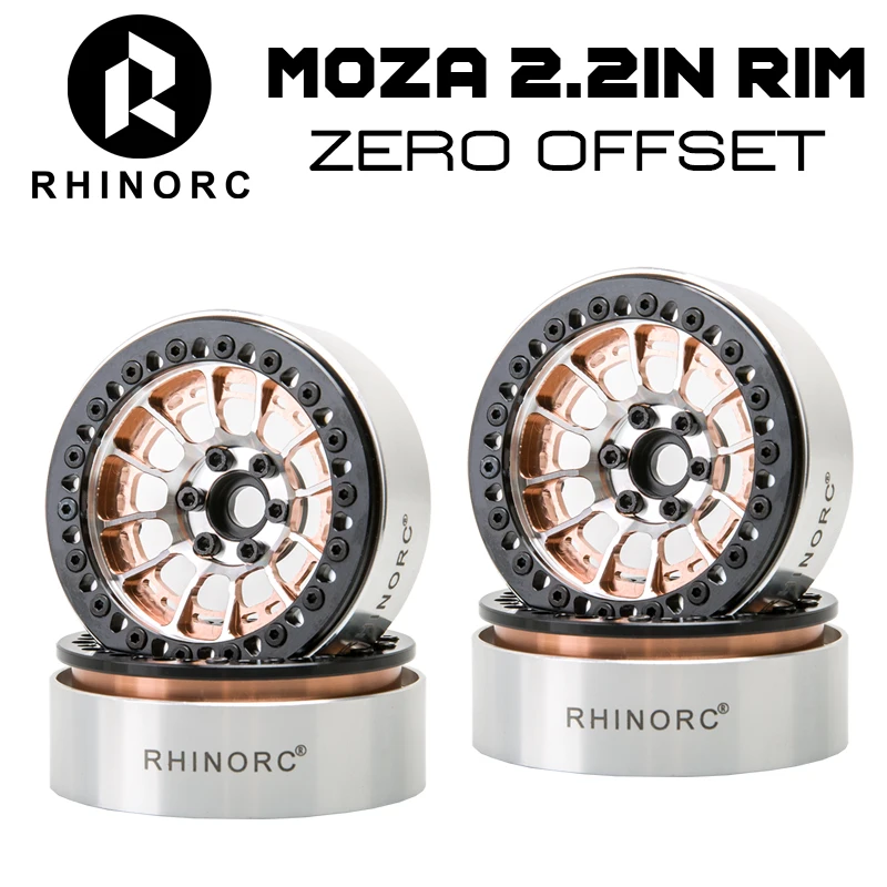 2024 NEW Rhino MOZA 2.2 inch Narrow 25mm ZERO OffSet Rim Bronze Color 4PCS for 1/10 RC Crawler SCX10 Pro TRX4 Shafty Bully 2 MOA