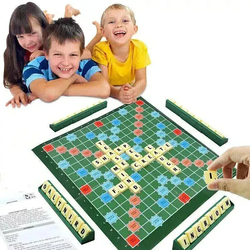 Original Scrabble Board Game Words Family Toys Fun Party English Spelling Learn Interaction Enlightenment Letter Blocks Game