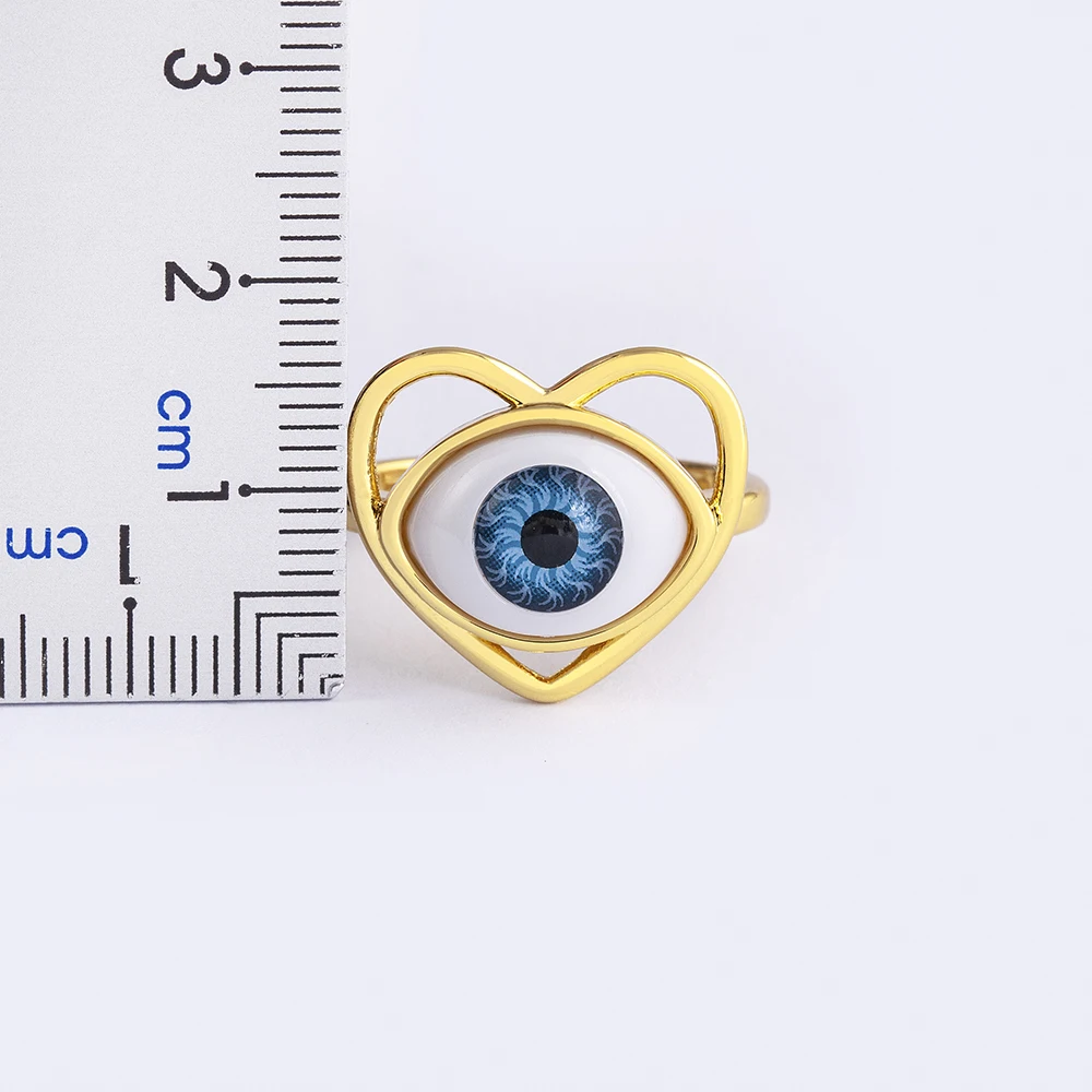Nidin Unique Realistic Eyeball Open Ring For Women Vintage Heart Hollow Geometric Adjustable Punk Gothic Party Finger Jewelry