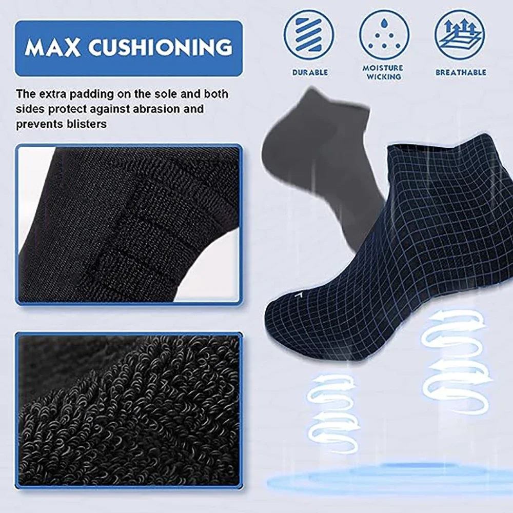 Running Ankle Socks 1 Pairs - Circulation Arch Support Plantar ，Running 、 Athletic Running 、Low Cut Cushioned Anti-Blister