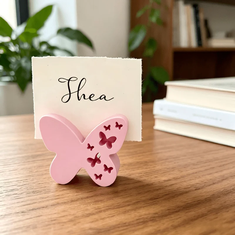 3D Printed Butterfly Card Holder 2Pcs, Hollow‑Designed Memo Photo Clip, Wedding Table Number Name Stand Desktop Decor Ornament