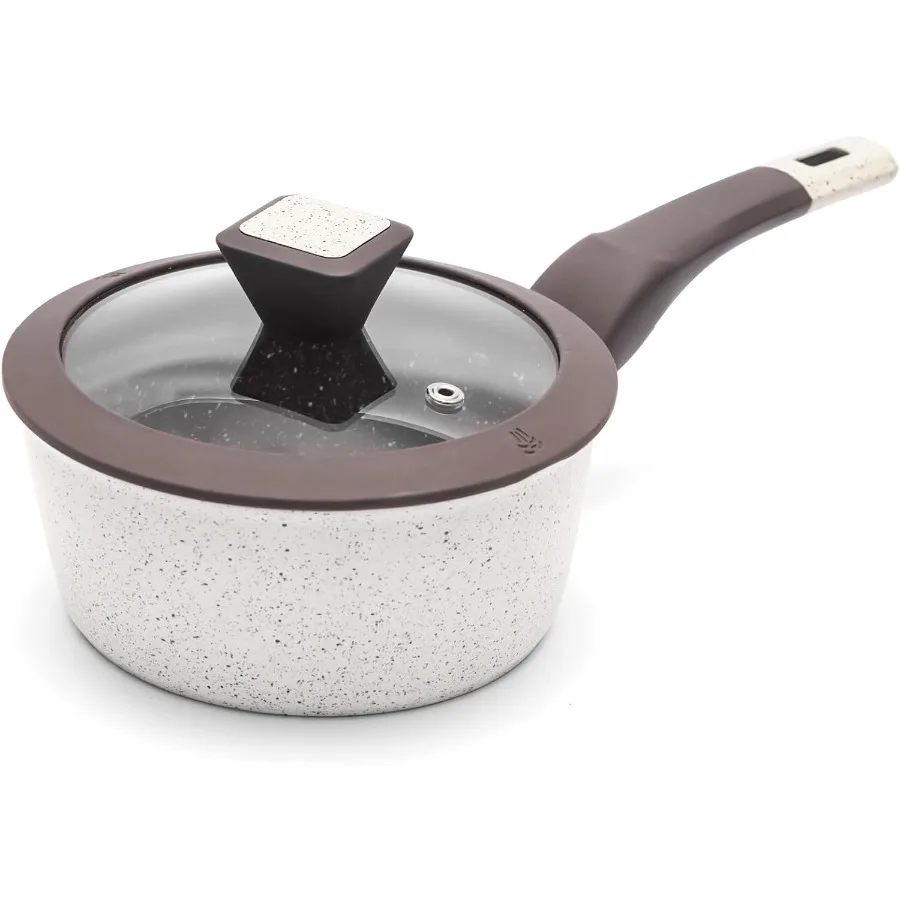 

1.3 QT Nonstick Sauce Pan with Lid for Healthy Cooking Multipurpose Small Pot with StayCool Handle NonToxic PFOA PFAS PTFE Free