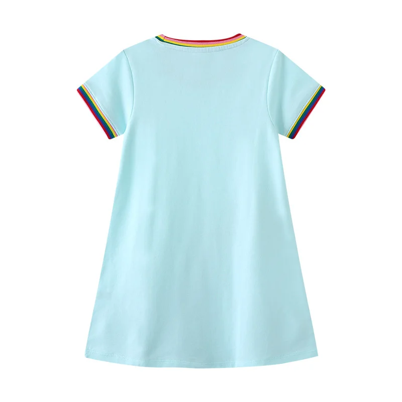 Jumping Meters Crayon Applique Baby Girls Dresses Summer Short Sleeve Toddler Cotton Princess Toddler Kids Clothes Dress