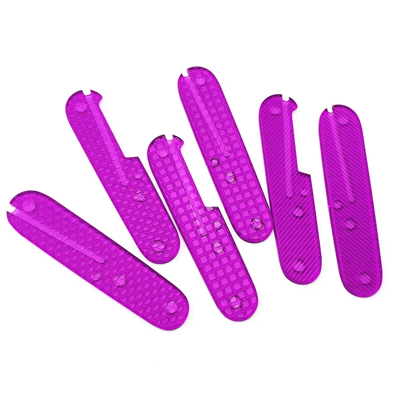1 Pair Purple Transparent Acrylic Handle Patches Multi Sizes for 91mm Swiss Army Style Tool DIY Accessories