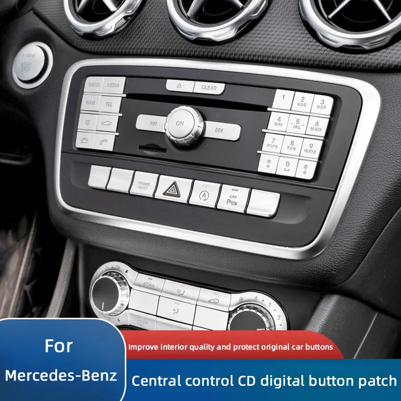 Car Center Console CD Multimedia Buttons Decals Trim For Mercedes Benz A B Class GLA 250 CLA CLS GLE GLS W176 W246 X156 Stickers