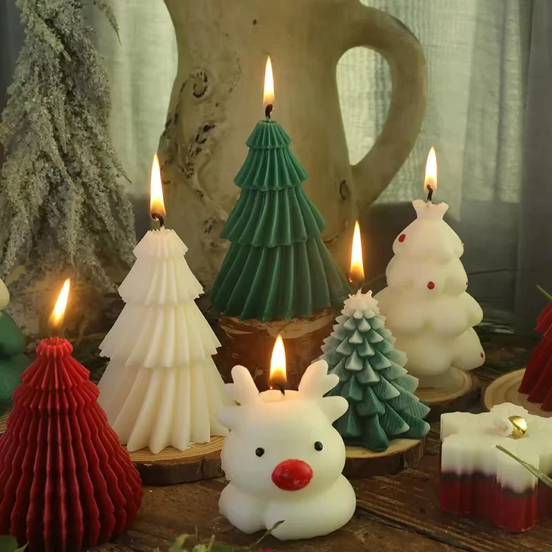 Scented Candles 3D Mold Christmas Tree Silicone Candle Geometric Pine Silicone Candle DIY Aromath Candle Soap Making Tools Craft