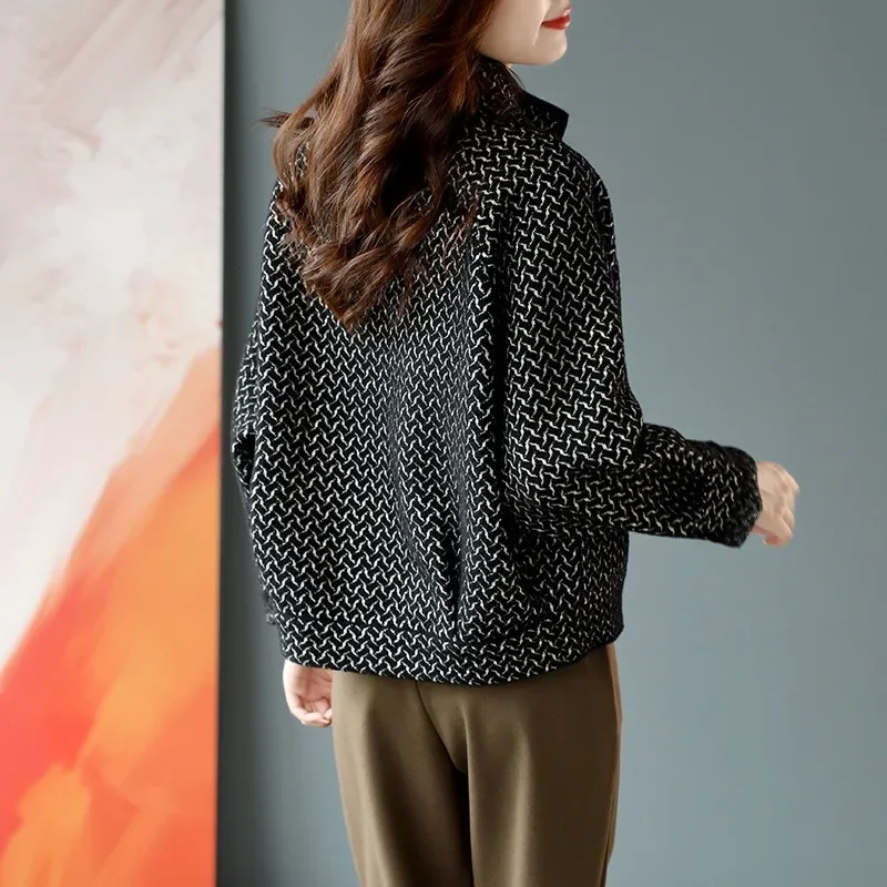 Stand-up collar imitation double-sided woolen knitted short jacket women's fashion Korean version zipper top 2024 autumn