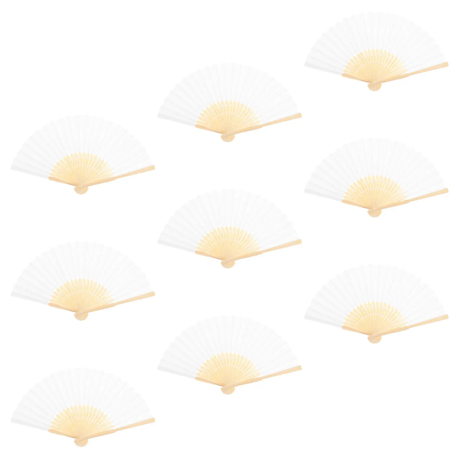 9 Pcs Blank Fans to Paint Hand Craft Handheld for Painting Color Your Own Paper Folding Decor
