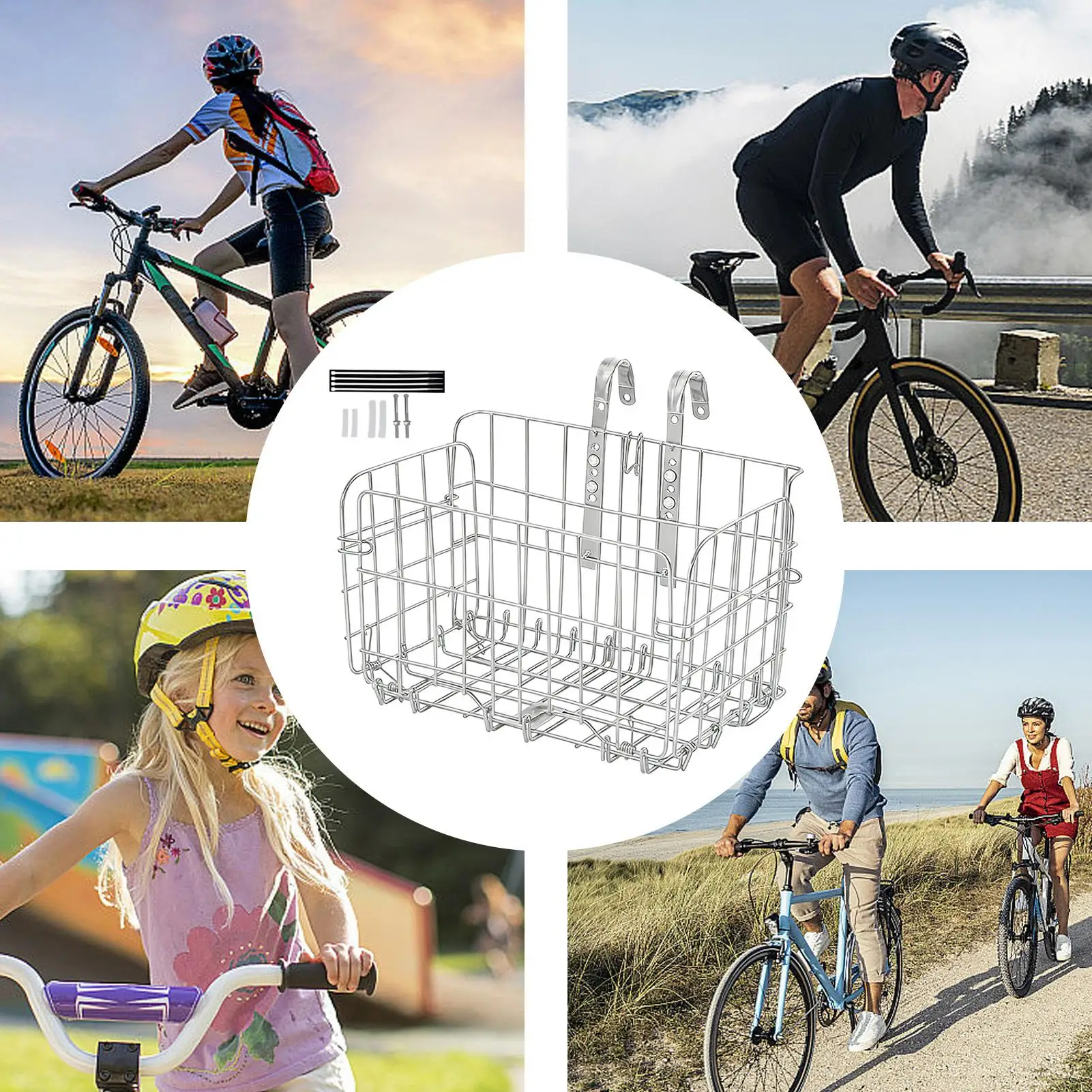 

Basket For Bike Foldable Adjustable Storage Rack Mountain Bike Basket Handlebar Mount For Road Electric Scooter Commuting Riding