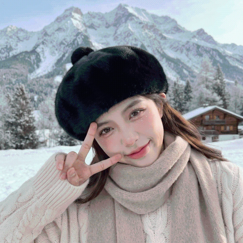 Winter Warm Bonnet Furry Faux Mink Beret Soft Thermal Pumpkin Painter Cap Comfortable Luxury Octagonal Cap Dating