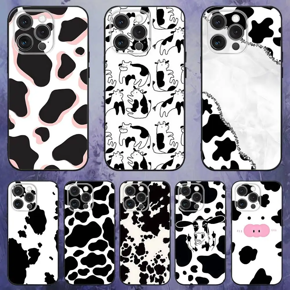 

Black white cow print Phone Case For iPhone 17,16,15,14,13,12,Pro,Max,Plus,E,SE4,Air,Mini Black Soft Box