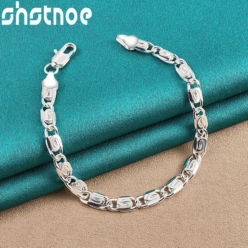 

SHSTONE 925 Sterling Silver Side Chain Bracelets For Women Party Wedding Engagement Cute Fashion Charm Jewelry Bangle Gifts