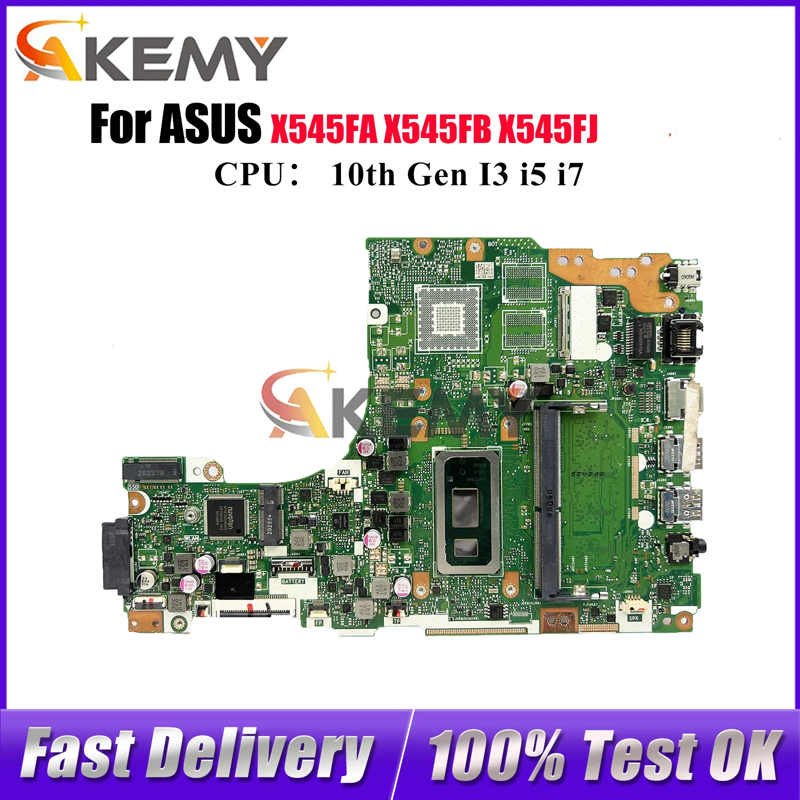 

X545FA Laptop Motherboard For ASUS VivoBook X545FJ X545F X545FA X545FB Notebook Mainboard With 10th Gen I3 i5 i7 101% tests OK