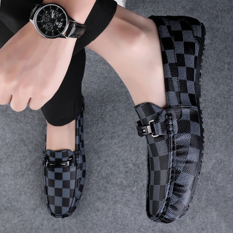 

Мужская кожаная обувь, противоскользящие лоферы с квадратным носком, мужские повседневные бахилы, классические оригинальные летние промо, воловья кожа, искусственная кожа