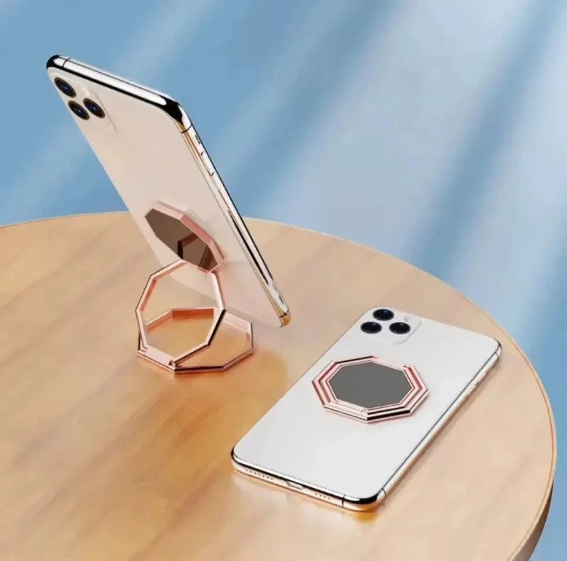 360 ° Drehbarer faltbarer Ständer für Mobiltelefone, ultradünner Telefonringständer, tragbarer Multi-Winkel-Desktop-Sechskant-Klatsch-Metallständer – Detail 12