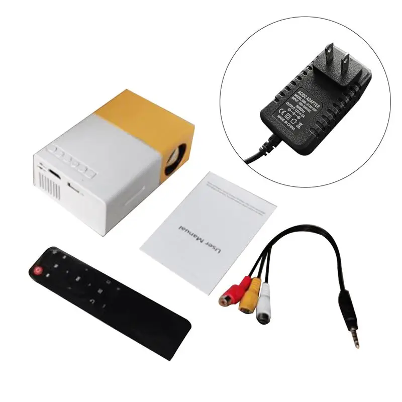 

AABFK School Season Multi-Functional Classroom Mini Projector LED Mini Wireless 1080P HD Projector with US Plug,Yellow-White