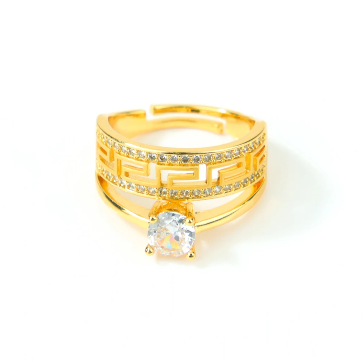Dubai Mode Kubische Zirkonia Ringe 21k Vergoldet Arabische Braut Hochzeit Luxuriöse Paarringe Nigeria Damen Party Schmuck – Detail 20