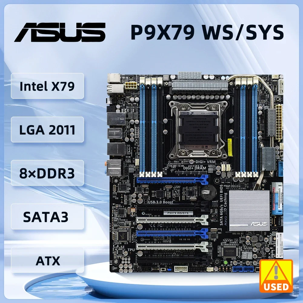 Placa-mãe para servidores e estações de trabalho ASUS P9X79 WS/SYS Intel X79 LGA 2011 DDR3 64GB com suporte para processadores Intel Core i7