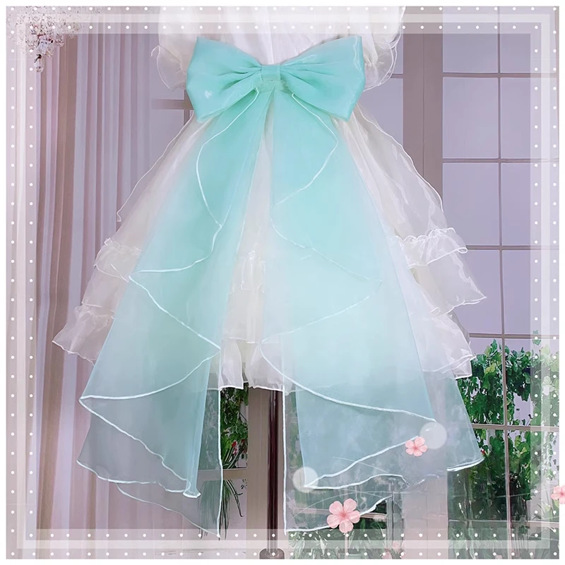 Sweet Organza Lolita Bow Train Detachable Cascading Ruffle Train for Dress