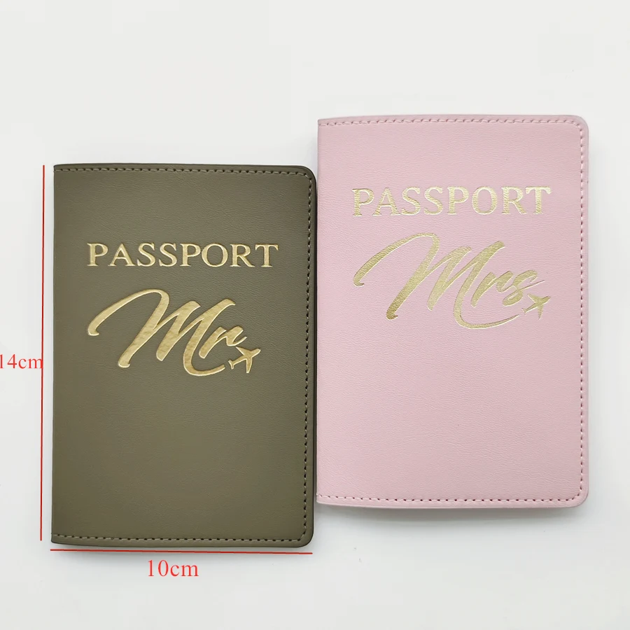 2PCS a Set Mr/Mrs Lovers Couples PU Leather Passport Cover Case Card Holder Travel Accessories Lightweight Wallet For Women Men