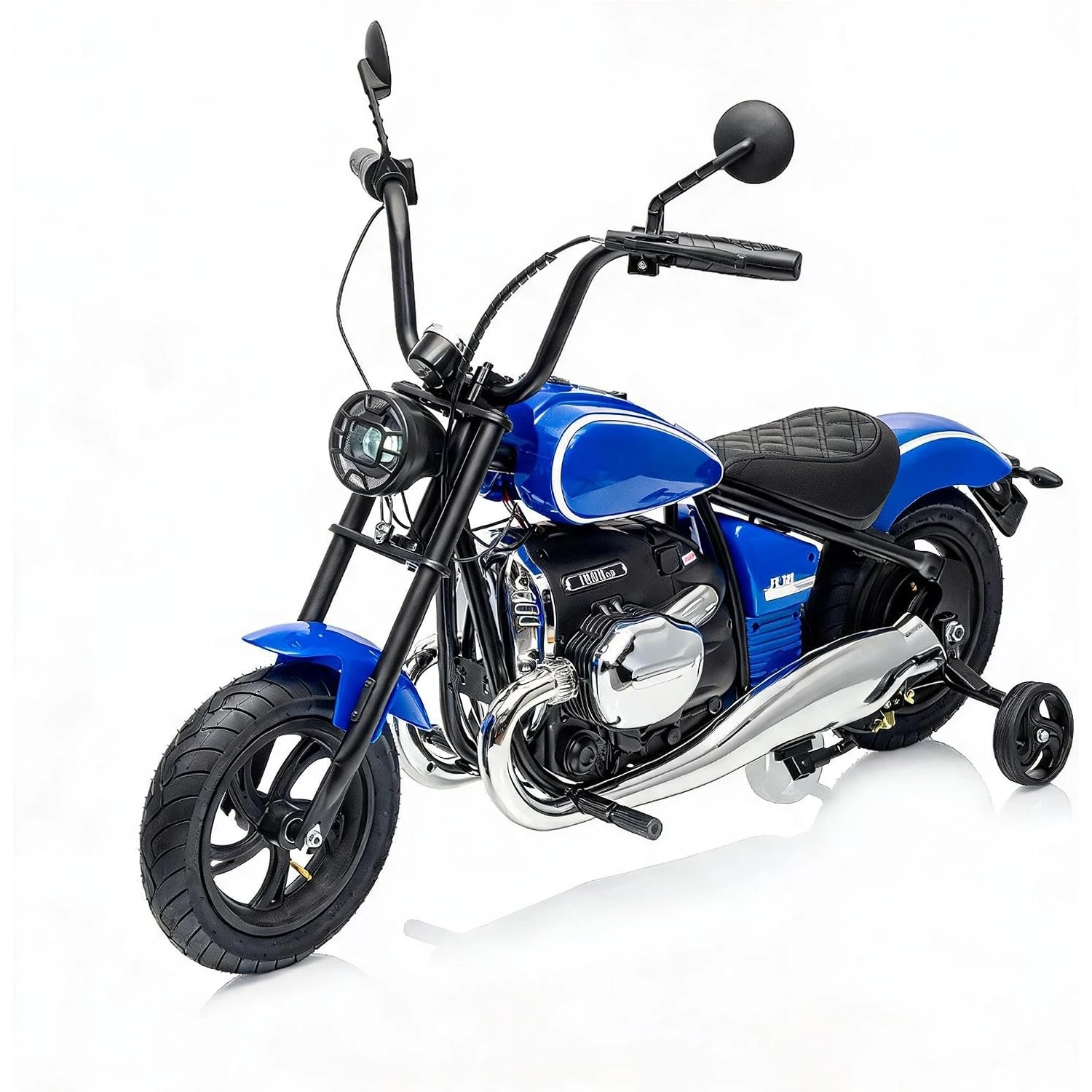24V Kids Electric Ride On Motorcycle with 200W Brushless Motor 7Ah Battery Training Wheels 12 Inch Air Filled Tires Rear Drum Brake LED Headlight RGB Lights and Power Display for Ages 5 to 14
