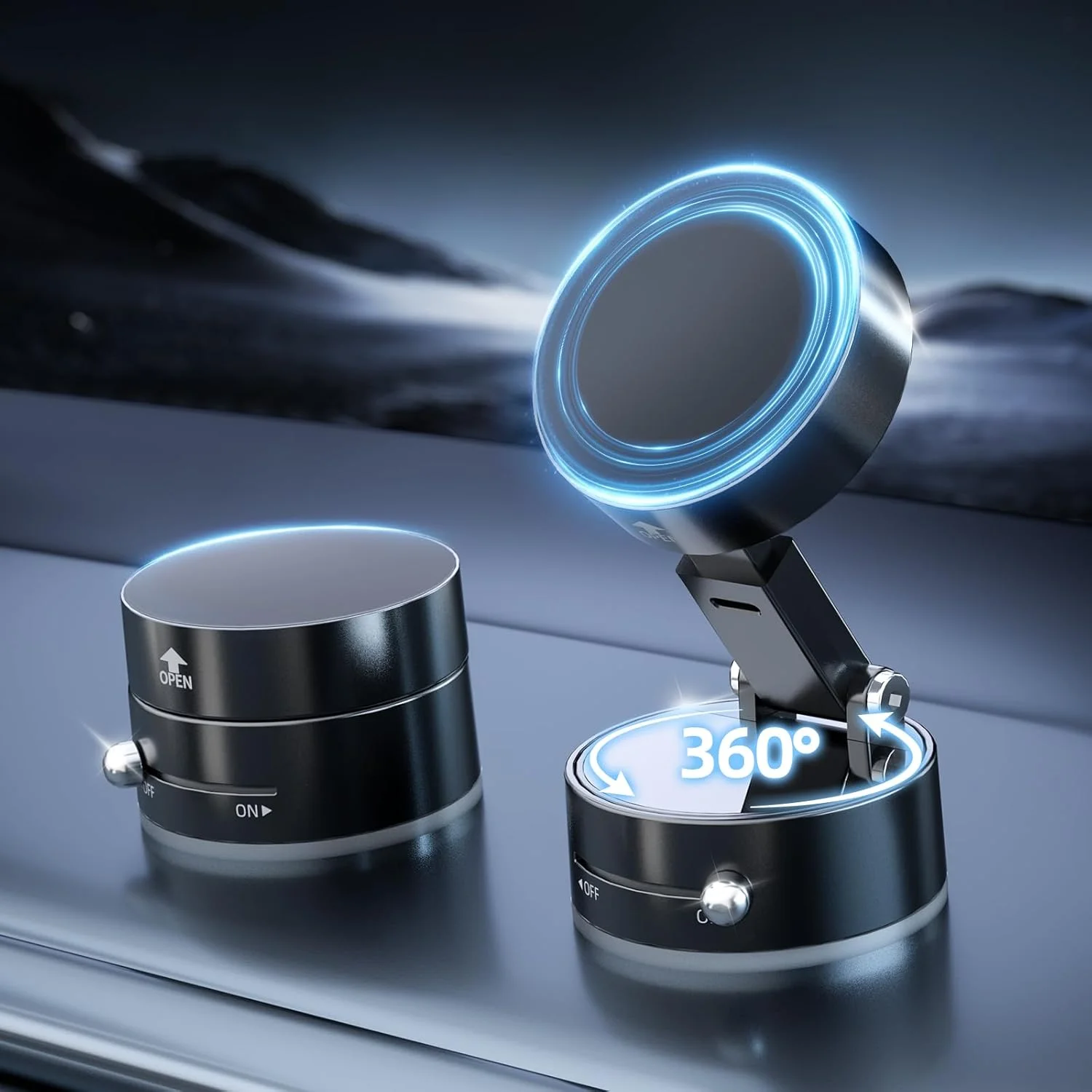 Aktualisiert 360° ° Vakuum-Magnet-Telefonhalter, magnetische Autotelefonhalterung, freihändiger Handyhalter mit Saugnapf für Auto/Fitnessstudio/Spiegel