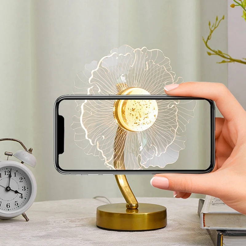Lámpara de mesa de girasol acrílica creativa, luz Led decorativa de ambiente para dormitorio, USB, gran oferta