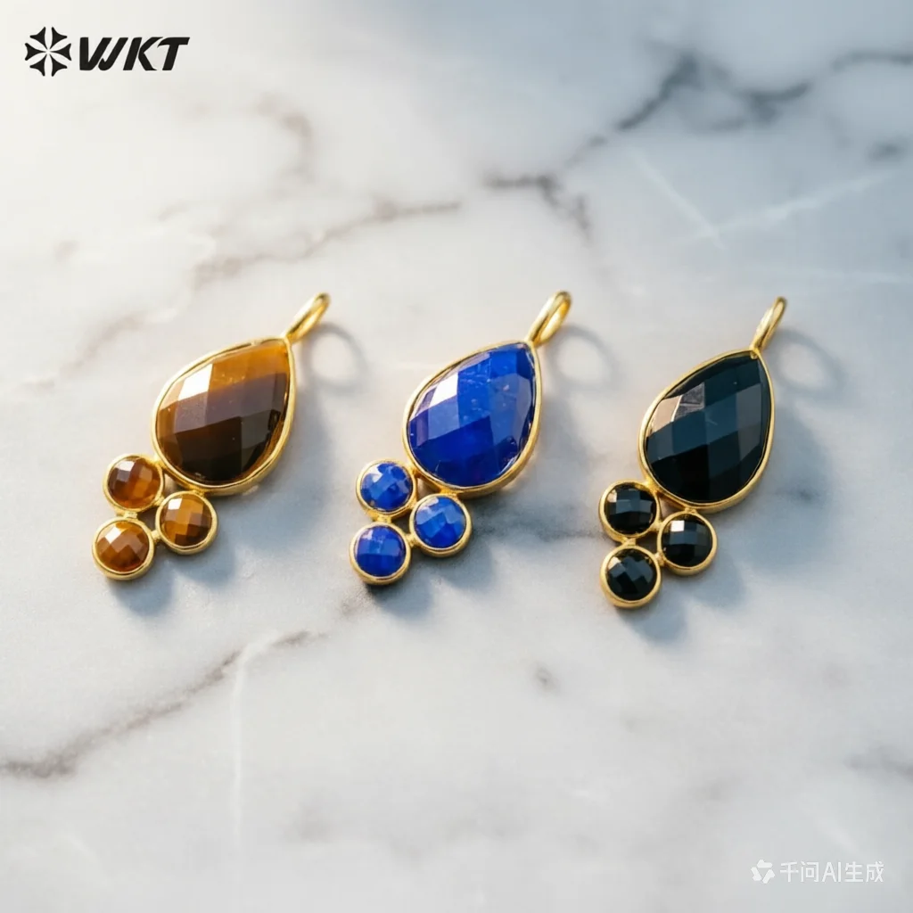 

WT-P1944 Wholesale Fashion Multi Stones Assemble Natural Precious Gemstone Drop Charming Pendants For DIY Necklace Design In 10