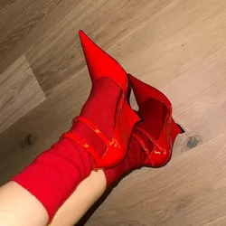 2024 Red Sexy Show Pointed High Heels Candy Wedding Wedding Belt Buckle Brand Pumps Internet Celebrity Sexy Green Sandals 35-43